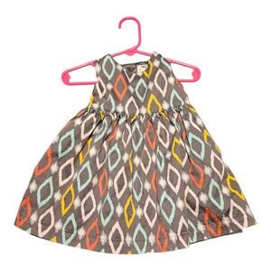 Carter’s Baby Dress –Size 9M– Gray with Mint, Pink, Yellow & Coral Diamond Print